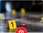 Crime scene investigation area with evidence marker
